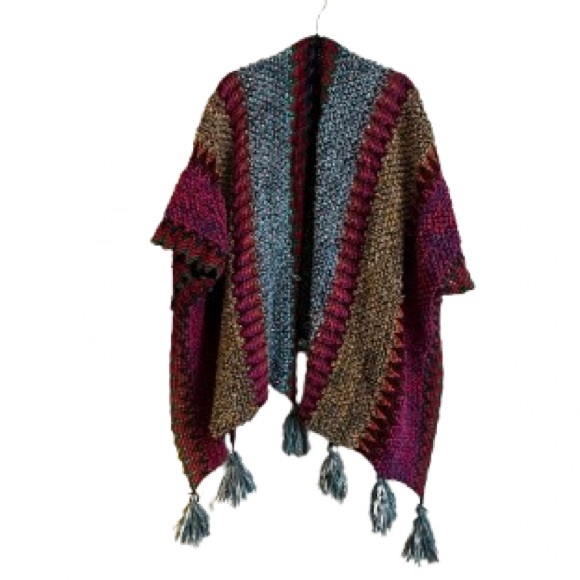 None Sweaters - Multicolor Knit Tassel Cardigan - Size 2X